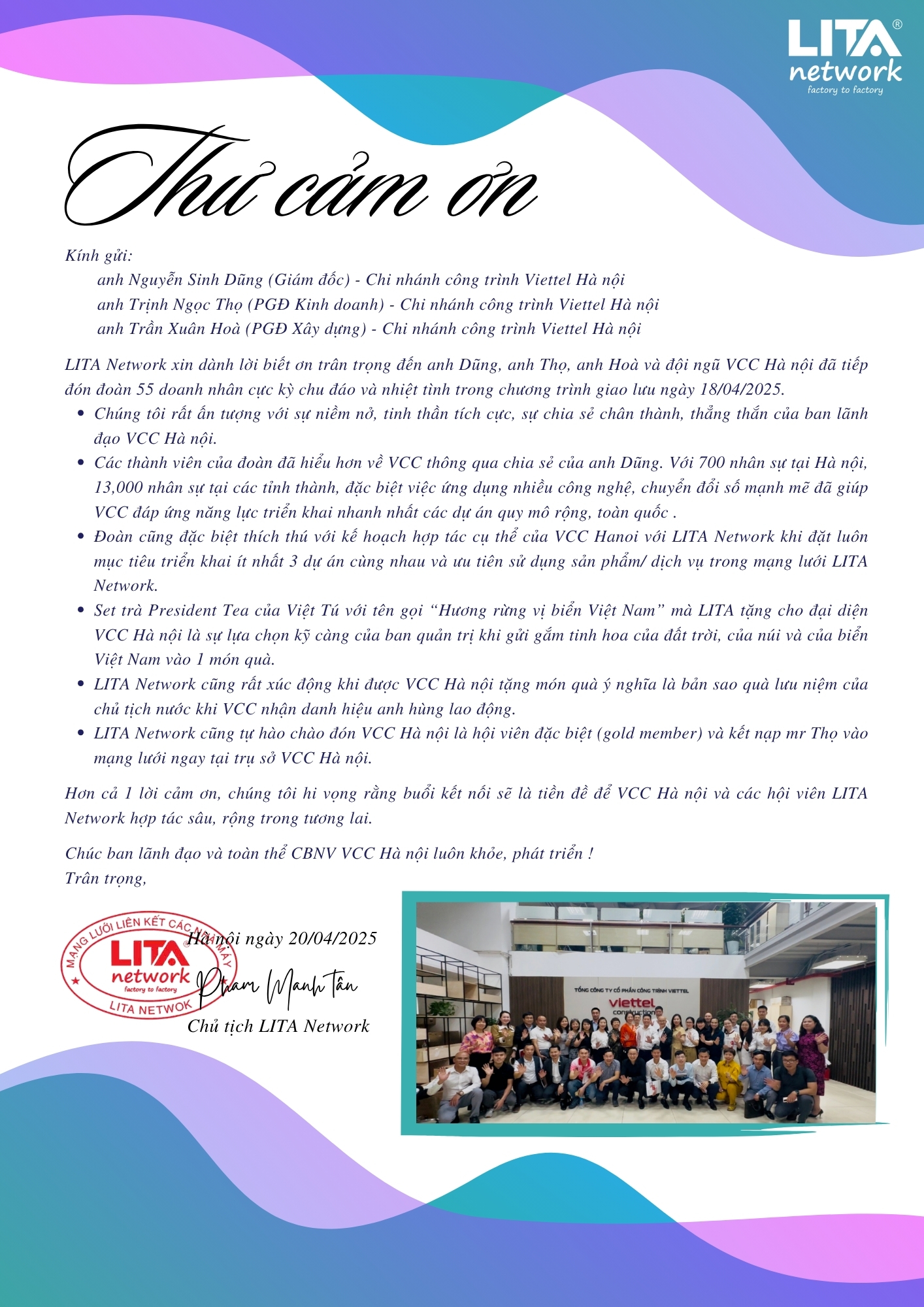 LITA Network trân trọng cảm ơn Viettel Construction